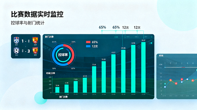 体育数据可视化大屏展示控球率与射门统计的多维图表